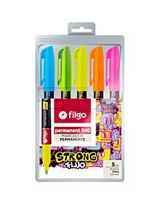 Marcador Filgo Fino Permanente x 5 Un. Fluo