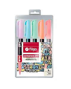 Marcador Filgo Fino Permanente x 5 Un. Pastel
