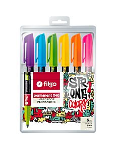 Marcador Filgo Fino Permanente x 6 Un. Surtidos
