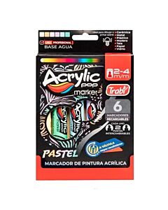Marcador Trabi Acrylic Pop Marker Pastel  x 6 Un.