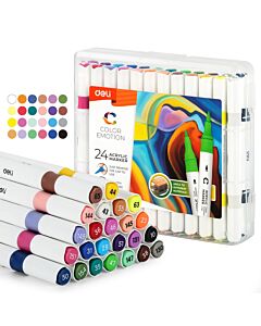 Marcador Acrilico Deli Doble Punta x 24 Unidades.