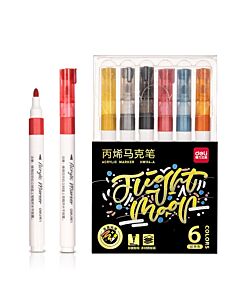 Marcador Acrilico Glitter Deli x 6 Un. Clasicos