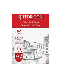 Block Fedrigoni A3 Texturado 300 Gr. x 10 Hs. para Acuarela