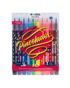 Marcador Mooving Pincel x 10 Un.