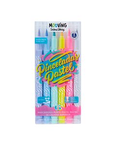 Marcador Mooving Pincel Pastel x 6 Un.