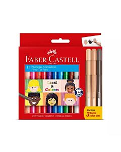 Marcador Faber Castell Caras & Colores x 12 + 3 Un.