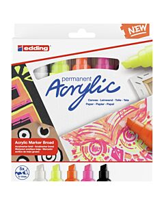 Marcador Edding Acrylic E-5000 Fluo Biselado 10 Mm. x 5 Un.
