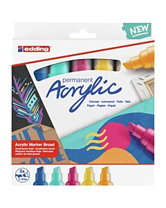 Marcador Edding Acrylic E-5000 Biselado 10 Mm. x 5 Un.