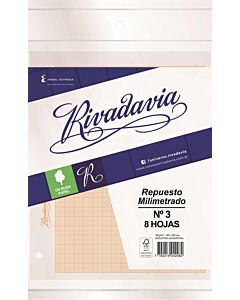 Papel Milimetrado Rivadavia N°3 x 8 Hs.