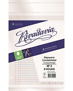 Repuesto de Contabilidad Rivadavia N°3 x 8 Hs.